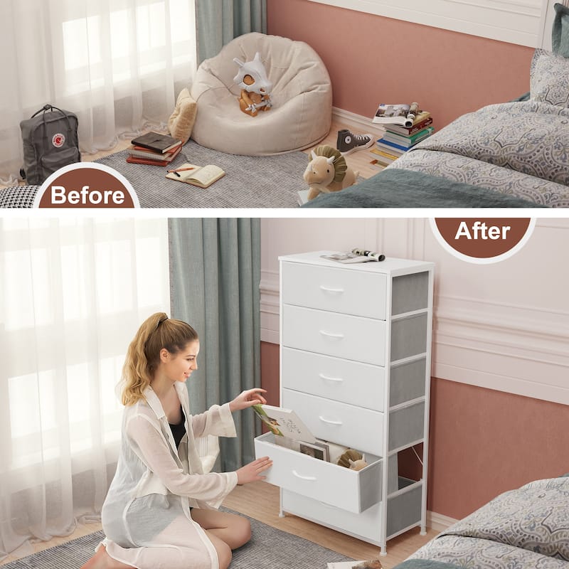6 Drawers Vertical Dresser Storage Tower Cabinet Organizer Unit for Bedroom