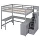 preview thumbnail 5 of 32, Full Size Loft Bed with Desk and Storage Staircase, Grey - Space-Saving Design