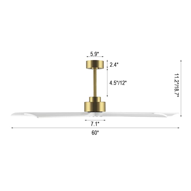 WINGBO 60" Solid Wood DC Motor Indoor Ceiling Fan with Remote·