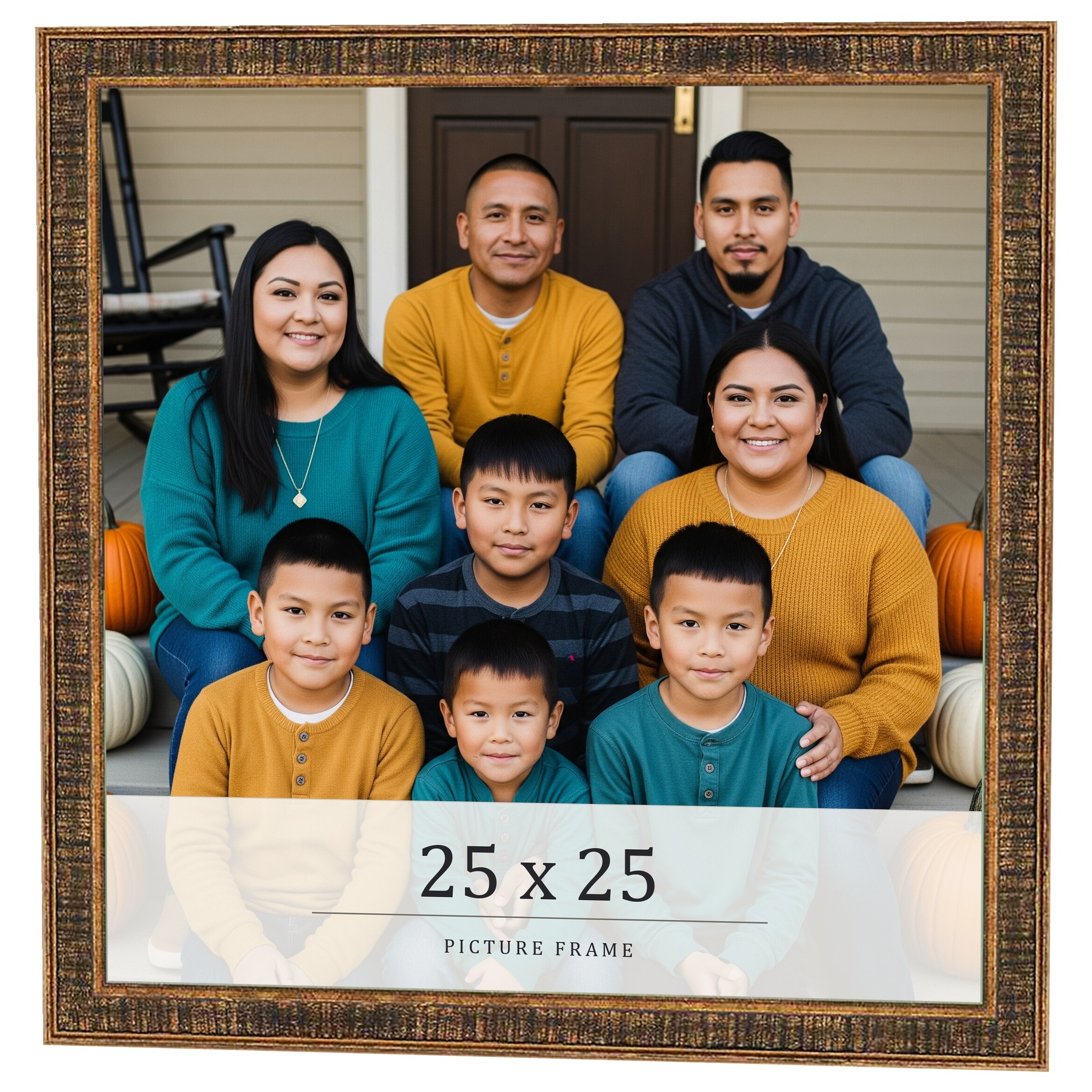 25x25 Frame Black Real Wood Picture Frame Kingsley Gold Distressed Photo Frame with UV Acrylic Foam Board Backing &