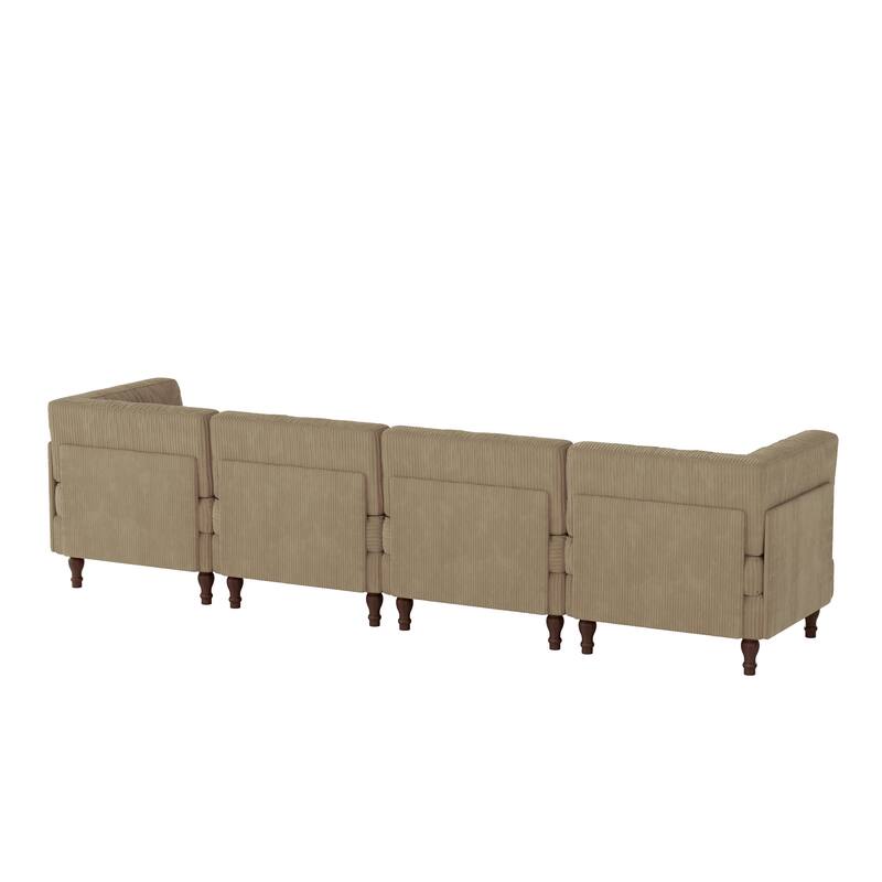 Oversized Modular Sectional Corduroy Fabric Tufted Sofa