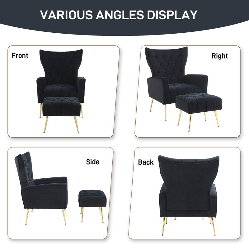 Ouyessir Upholstered Tufted Accent Chair with Ottoman