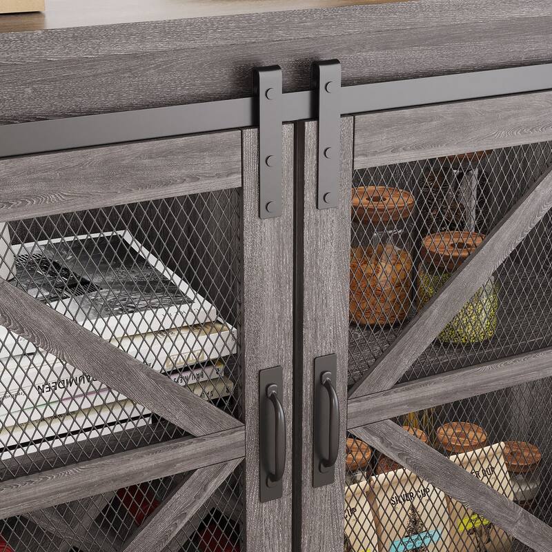 Gymojoy 16-Color LED Bar Cabinet with Wine Rack, White Kitchen Hutch for Coffee Bar & Dining Room, Farmhouse Storage Cabinet