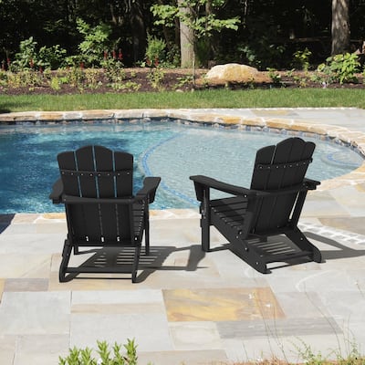 Classic Plastic Folding Outdoor Adirondack Chair Set Of 2