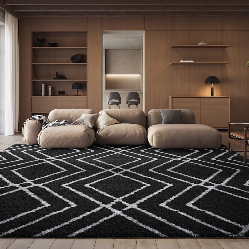 SAFAVIEH Adirondack Konstantin Modern Geometric Rug - 8' x 10' - Black/Light Grey