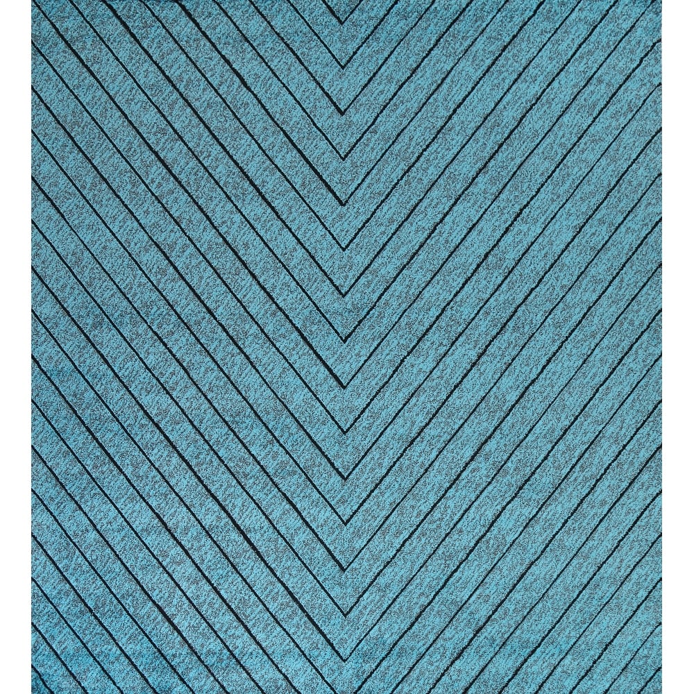 Turquoise Blue Chevron Style Transitional Turkish Rug Oriental Carpet