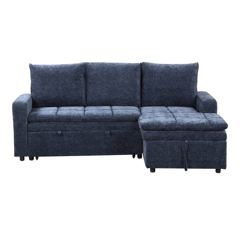 89'' Upholstered Sectional Sofa Bed with Storage Space