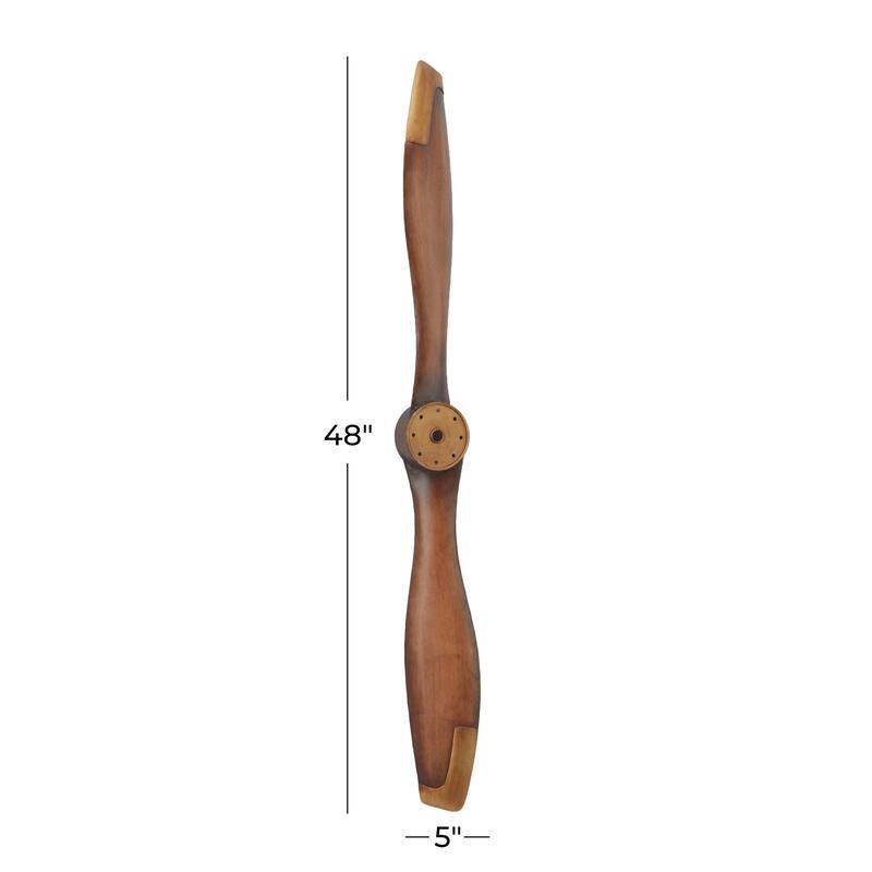 Metal Airplane Propeller 2 Blade Home Wall Decor with Aviation Detailing - Brown - Roche River Decor