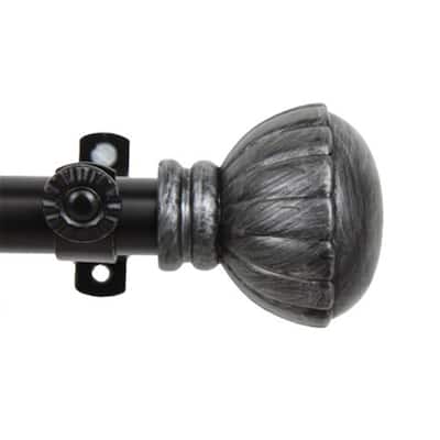 Adjustable Black Curtain Rod 28-48 Inch, Metal Window Rod with Finials - 48