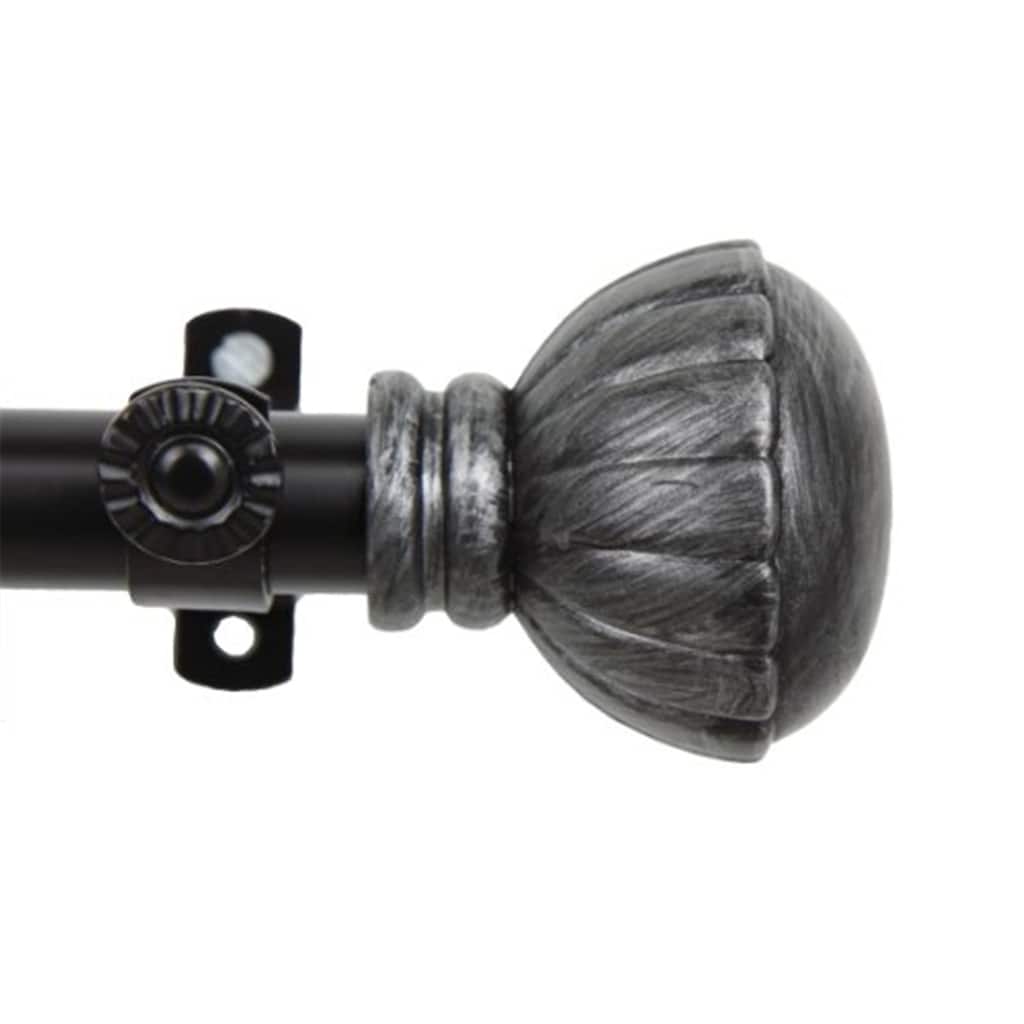 Adjustable Black Curtain Rod 28-48 Inch, Metal Window Rod with Finials - 48