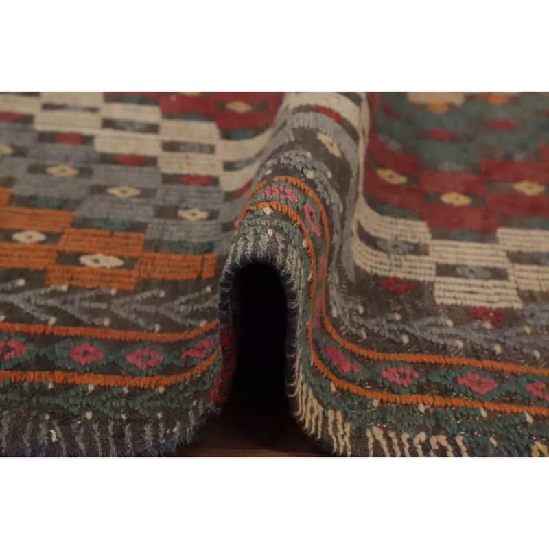 Hand Woven Oriental 100% Wool Carpet Southwestern Tribal Multi-Colored Kilim Area Rug - 8' 10'' X 5' 11''