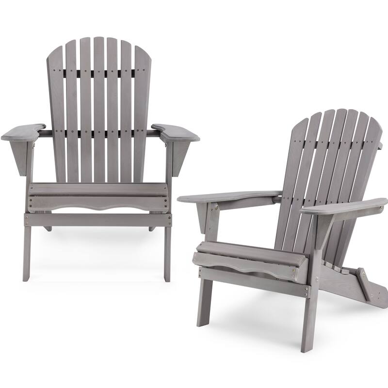 Solid Wood Folding Adirondack Chair with Wide Armrests Set of 2 - 19.5” W x 31” D x 36” H