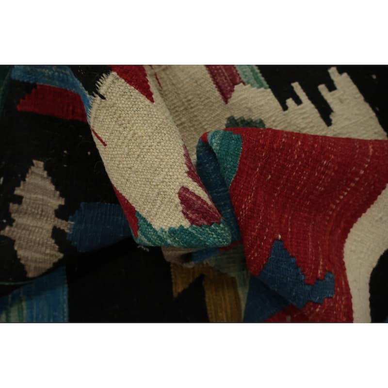 Hand Woven Oriental 100% Wool Carpet Southwestern Tribal Multi-Colored Kilim Area Rug - 8' 0'' X 5' 9''