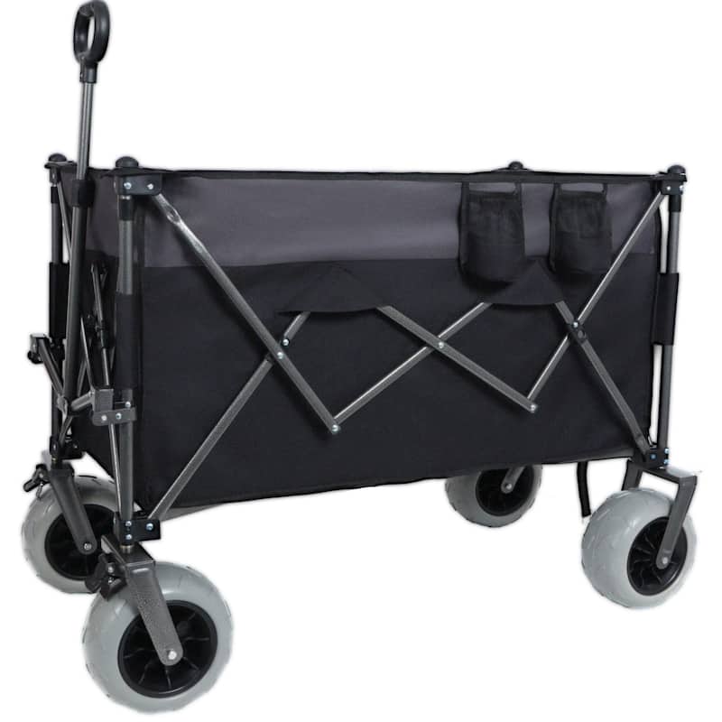 9"X4"All-Terrain Balloon Wheels!300l Xl Heavy-Duty Folding Wagon Cart - 480lbs Capacity,Conquers Sand & Rough Terrain,W/Brakes
