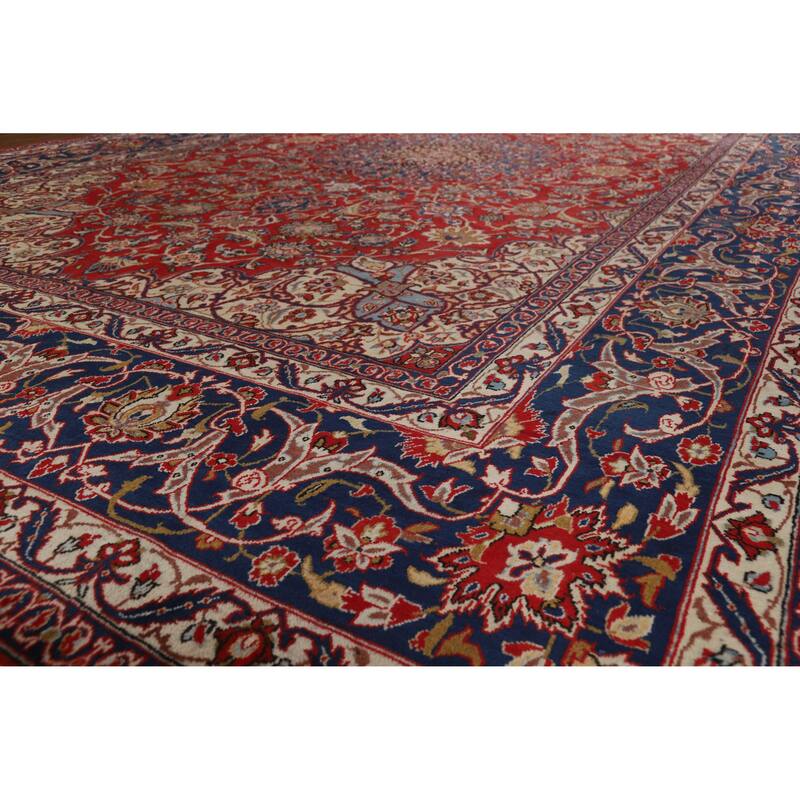 Hand Knotted Oriental 100% Wool Carpet Traditional Floral Red Najafabad Area Rug - 16' 8'' X 10' 4''