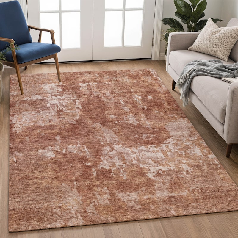 Machine Washable Indoor/ Outdoor Ombre Abstract Chantille Rug