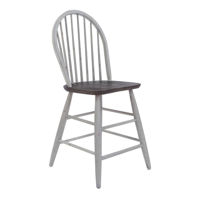Farmhouse White and Wood Tone 5 Piece Gathering Table Set