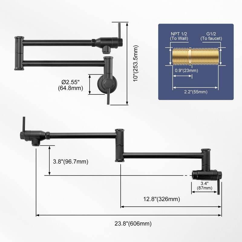 WOWOW Modern Foldable Filling Faucet with Dual-Joint Swivel Arm