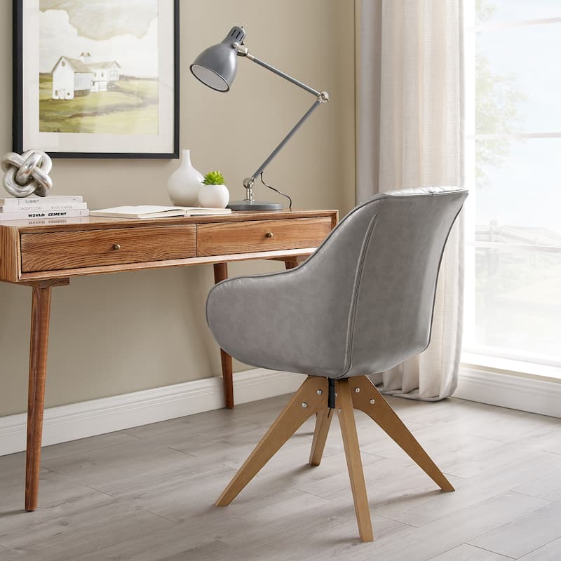 Art Leon Classical Swivel Office Accent Chair with Wood Legs