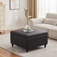 preview thumbnail 46 of 52, Leather Square Storage Ottoman for Living Room, Brown/ Black 30"W x 30"D x 18.1"H Black