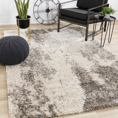 Lush Collection - Cream/Brown Abstract Luxury Rug