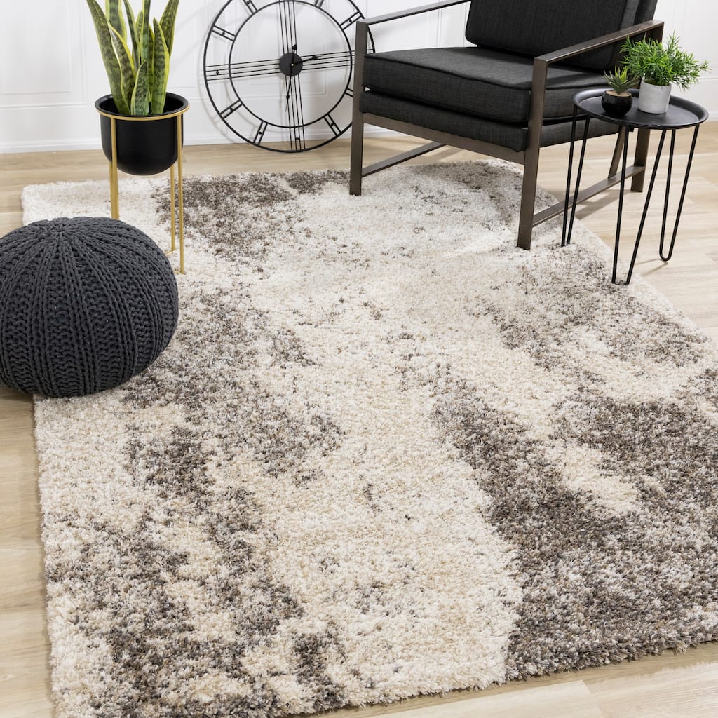 Lush Collection - Cream/Brown Abstract Luxury Rug