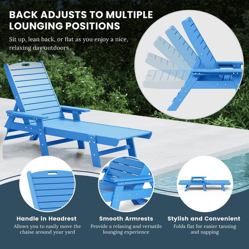 Laguna Hdpe All Weather Outdoor Patio Pool Reclining Chaise Lounge