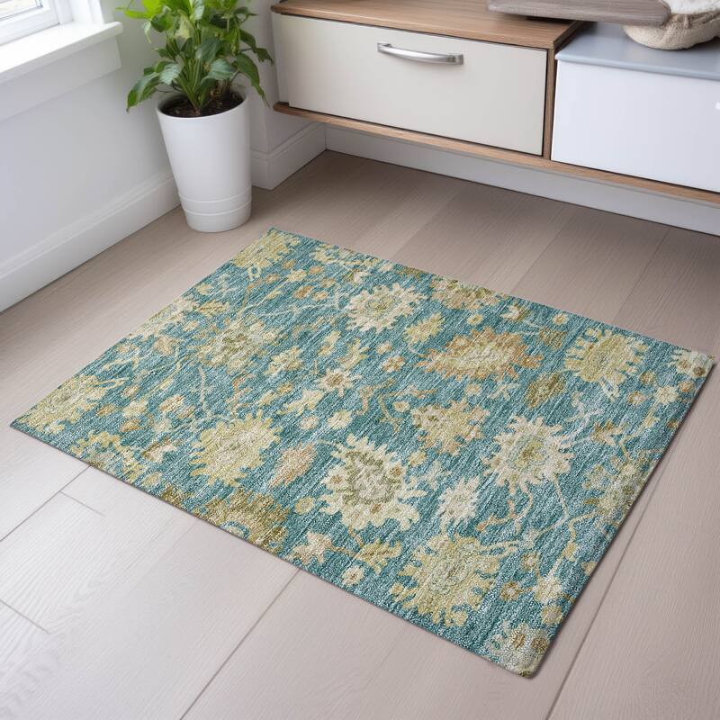 Premium Washable Super Soft Traditional Persian Mayfield Rug - Teal - 1'8" x 2'6"