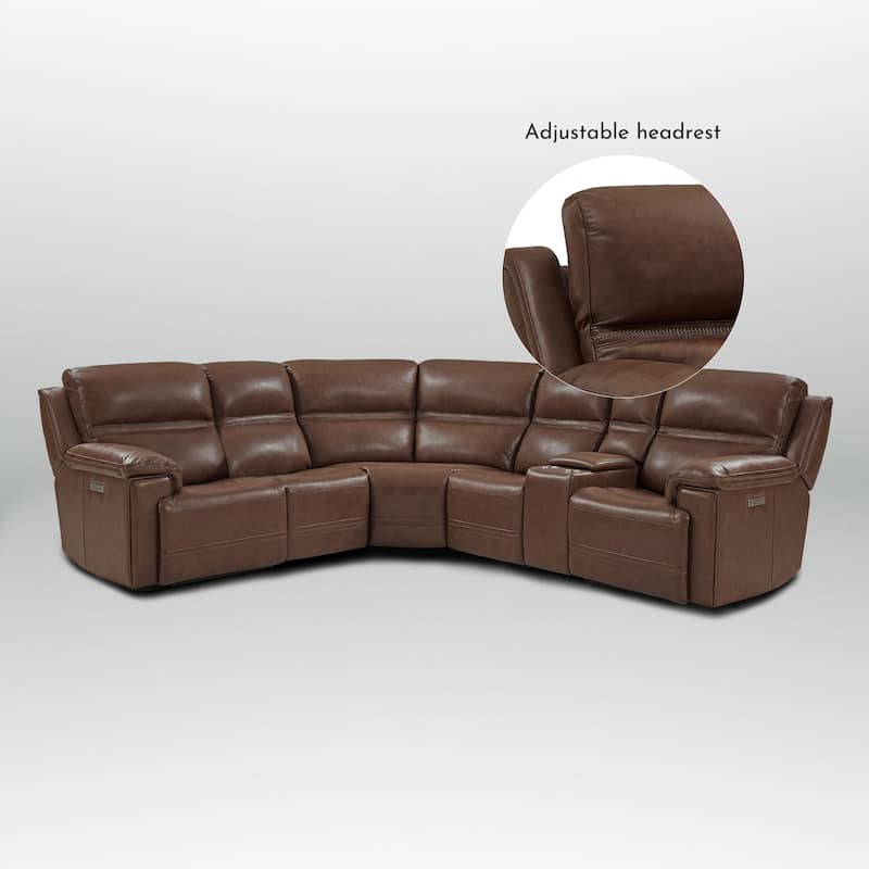 6PCS, 3 power Recliners, Dual-Power Genuine Leather Reclining Sectional with USB&Type-C Ports