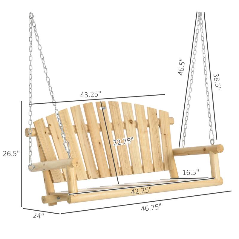 2 Seater Patio Hanging Outdoor Swing Bench with Metal Chains