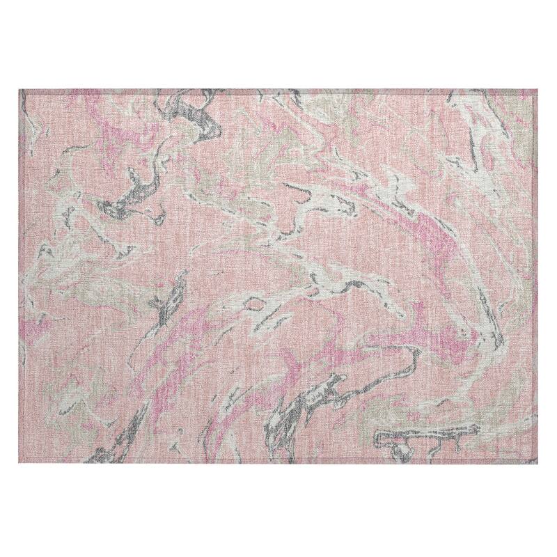 Machine Washable Indoor/ Outdoor Modern Wave Chantille Rug