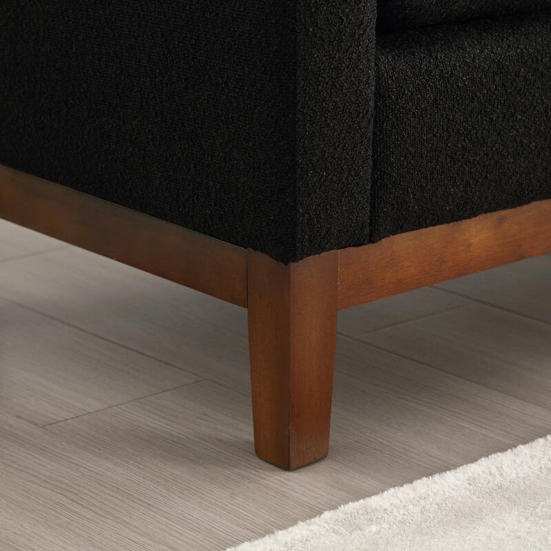 Elegant 53.5" Upholstered Ottoman Bench with Wood Legs & Bolster Pillows