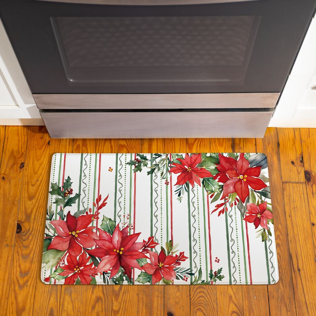 Vintage Poinsettia Bliss Anti-Fatigue Door Mat - 30" x 18"