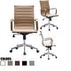 preview thumbnail 31 of 48, Mid Century Office Chair With Arms Wheels Ergonomic Executive PU Leather Arm Rest Tilt Adjustable Height Swivel Task Computer Tan