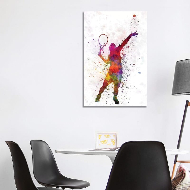 iCanvas "Tennis Player At Service Serving Silhouette I" by Paul Rommer Canvas Print - 40x26x1.5