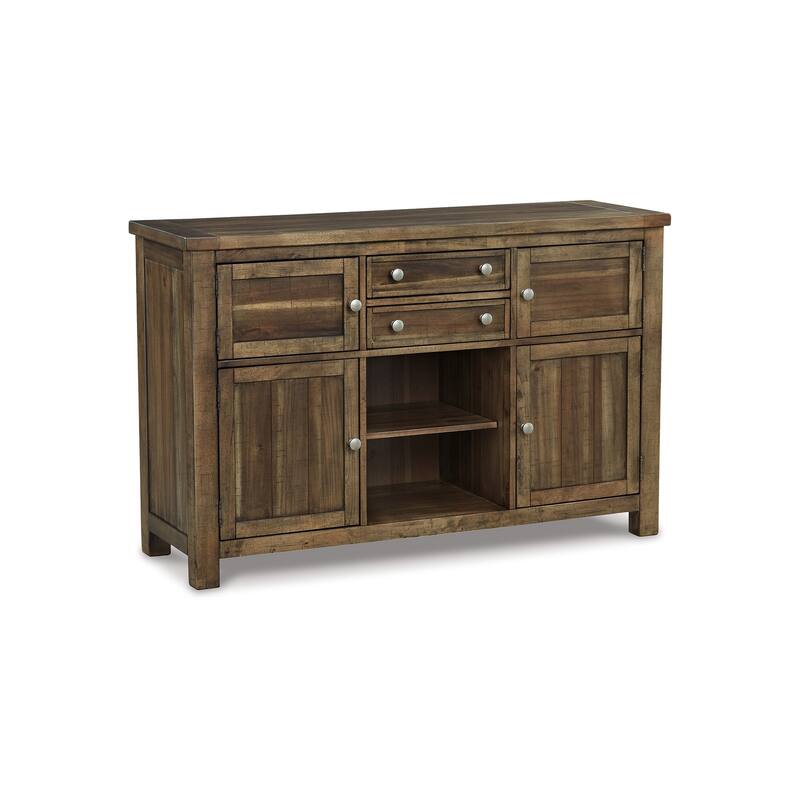 Chip Dining Room Server, 2 Drawers and 4 Cabinet, Nutmeg Wood, 56 Inch