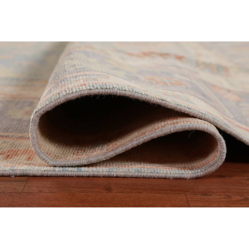 Hand Knotted Oriental 100% Wool Carpet Transitional All-Over Navy Blue & Blues Oushak Area Rug - 12' 2'' X 9' 4''