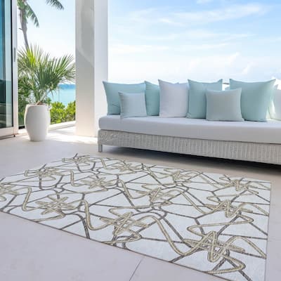 Machine Washable Indoor/ Outdoor Contemporary Links Chantille Rug