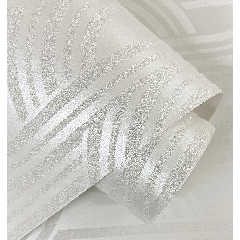 M25035 Off white textured wave lines faux fabric Modern Wallpaper