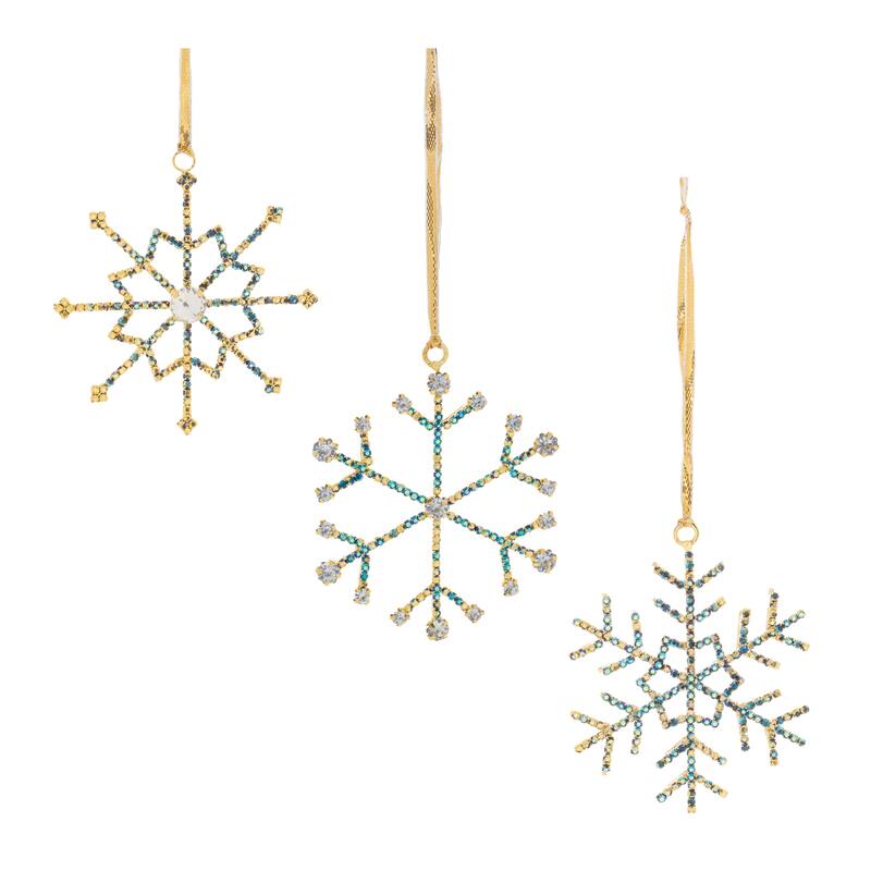 Jeweled Metal Snowflake Ornament (Set of 12) - N/A
