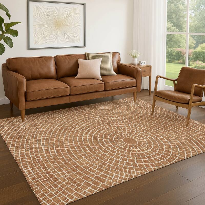 Machine Washable Indoor/ Outdoor Modern Gravity Chantille Rug