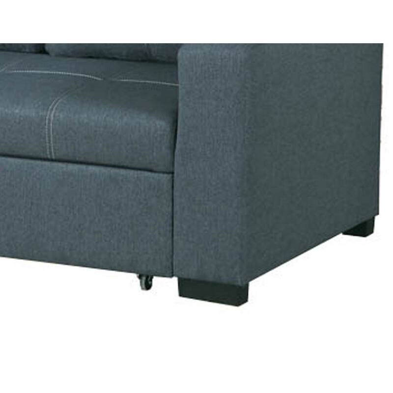 Poly fiber Fabric Convertible Sofa In Grey