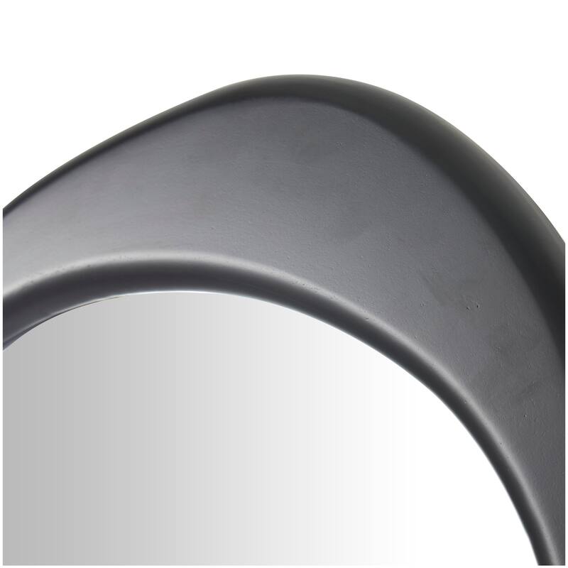 Black Wooden Oval Abstract Room Wall Mirror