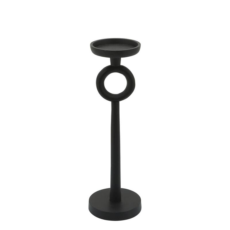 Metal Candle Holder - Contemporary Black Aluminum Narrow Candle Holder for Home or Office Decor