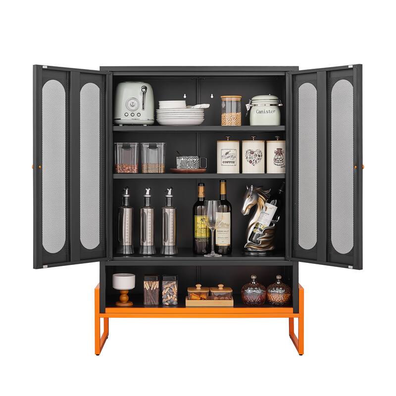 High Foot Double-Sided Mesh Door Shoe Cabinet With Movable Double-Layer Partitions And Hollow Base
