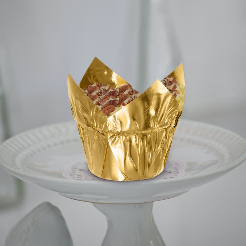 50Pcs Tulip Cupcake Liners Standard Aluminum Foil Baking Cups