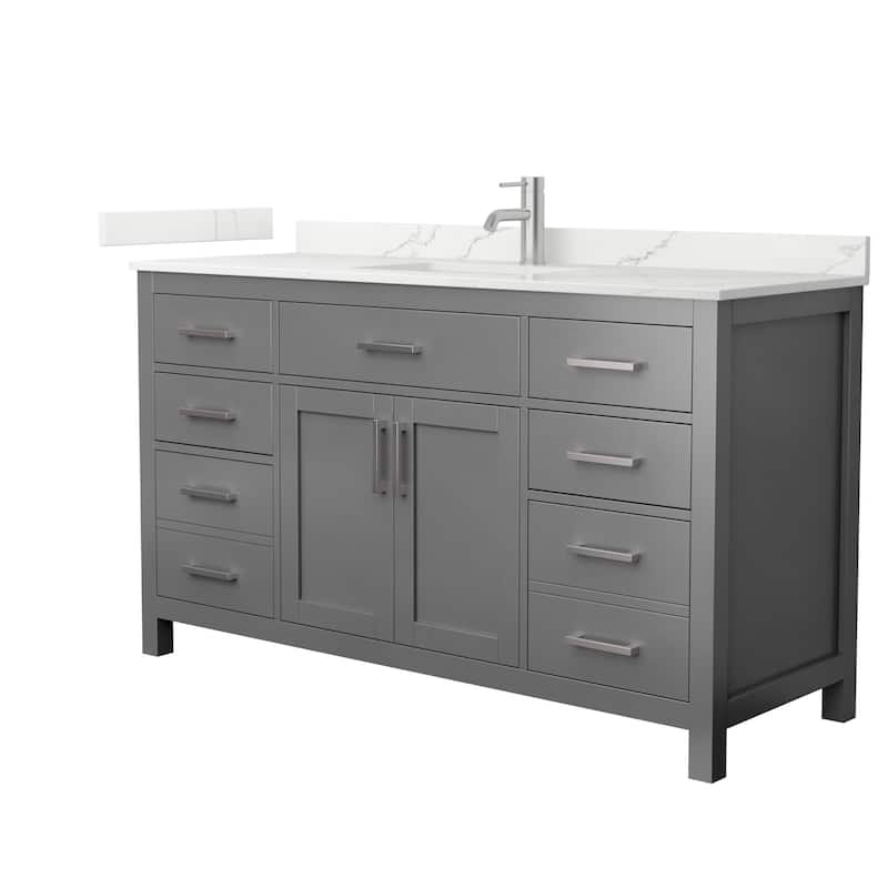 Wyndham Collection WCG2424-60S-QTZ-UNSMXX Beckett 60" Free Standing - Dark Gray / Giotto Quartz Top / Brushed Nickel