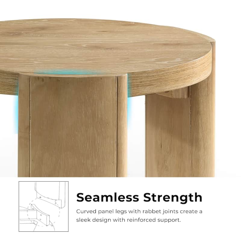 Furniture of America Minst Modern Oak Wood Round End Table