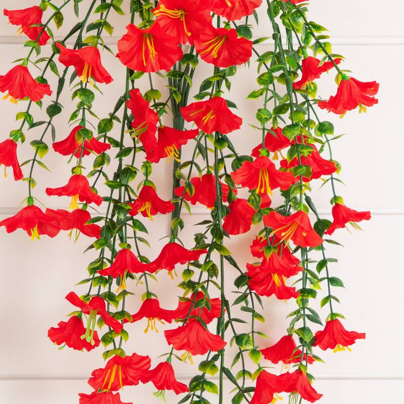 30-in UV Resistant Artificial Morning Glory Hanging Plant - Set of 6