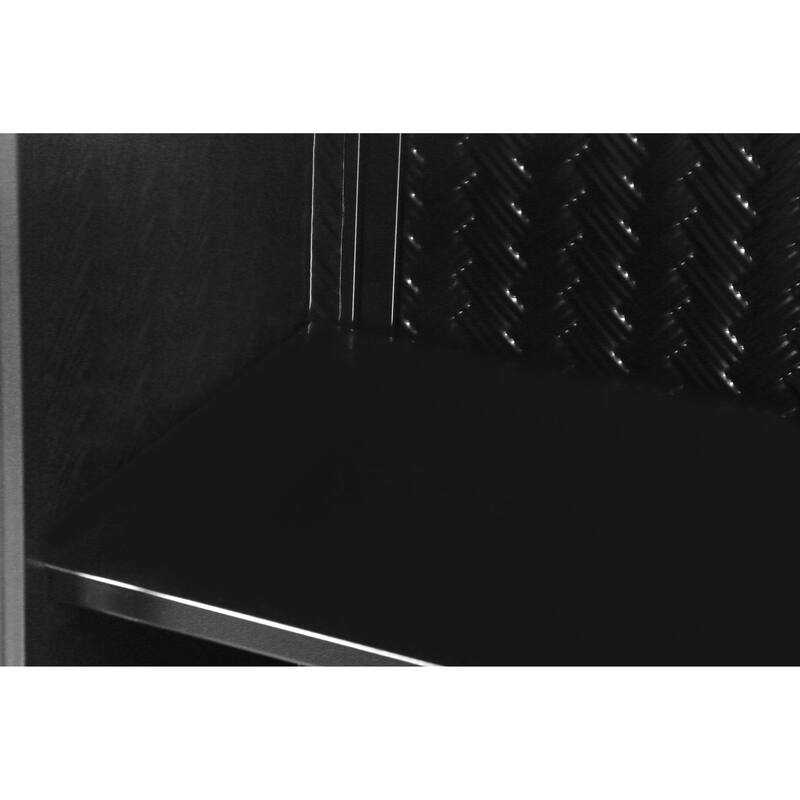 27.56" Modern Glass Door Wall Cabinet with Woven Pattern, 3-Tier Storage Iron and Tempered Glass Cabinet